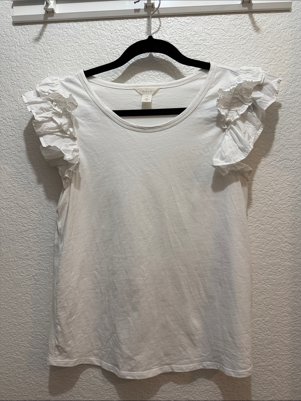 Caslon White Ruffle Sleeve Tank Top